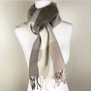 Gorgeous Beige & Brown Cashmere Scarf, like new!  Made in Scotland 🏴󠁧󠁢󠁳󠁣󠁴󠁿